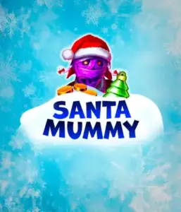  Experience the whimsical "Santa Mummy" slot game by Belatra, featuring a mummified Santa decked out in festive holiday attire. This colorful image portrays the mummy with a vivid purple hue, wearing a Santa hat, against a backdrop of snowy blue with icy snowflakes. The game's title, "Santa Mummy," is boldly written in large, cool blue letters.