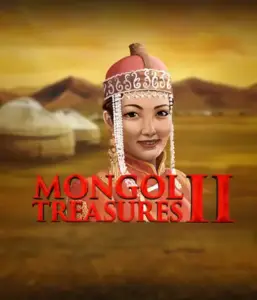 Discover the vibrant history of Mongolia with the Mongol Treasures 2 game by Endorphina, showcasing a beautiful Mongolian woman adorned in traditional attire against a sunset-lit Mongolian steppe backdrop. This image portrays the essence of Mongolian tradition, providing a distinctive gaming experience. 